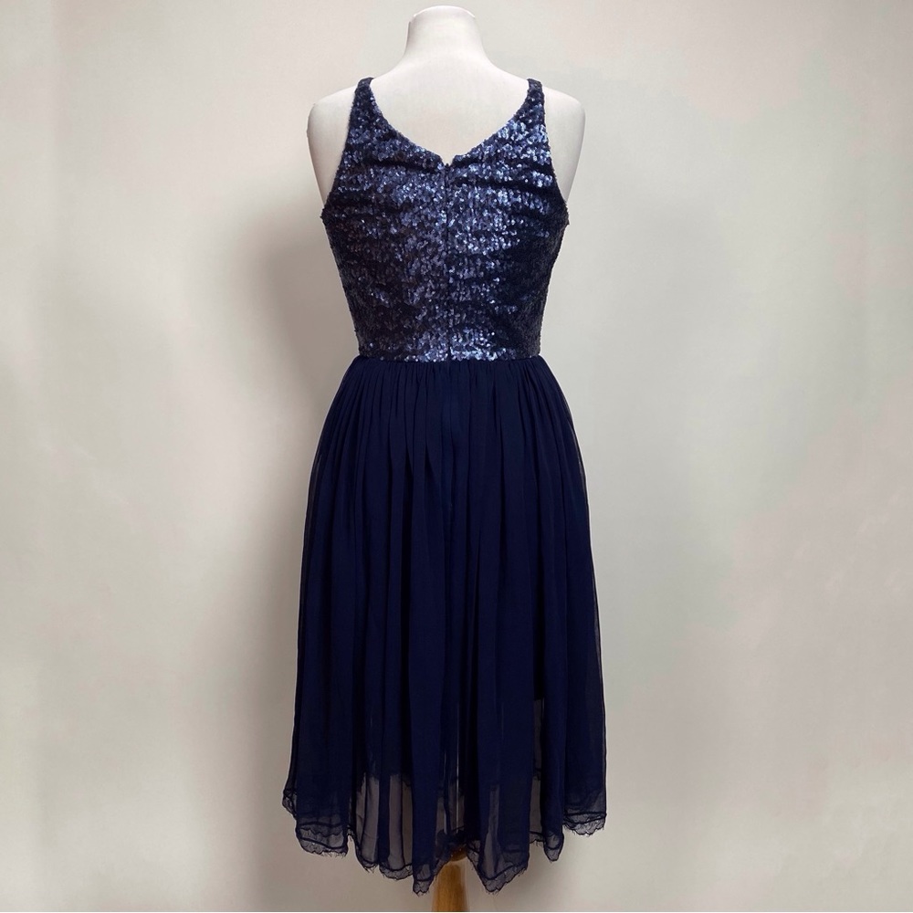 NWT DRESS the POPULATION Navy Blue Sequin Bodice TRACY Fit Flare Size Medium - Picture 5 of 16